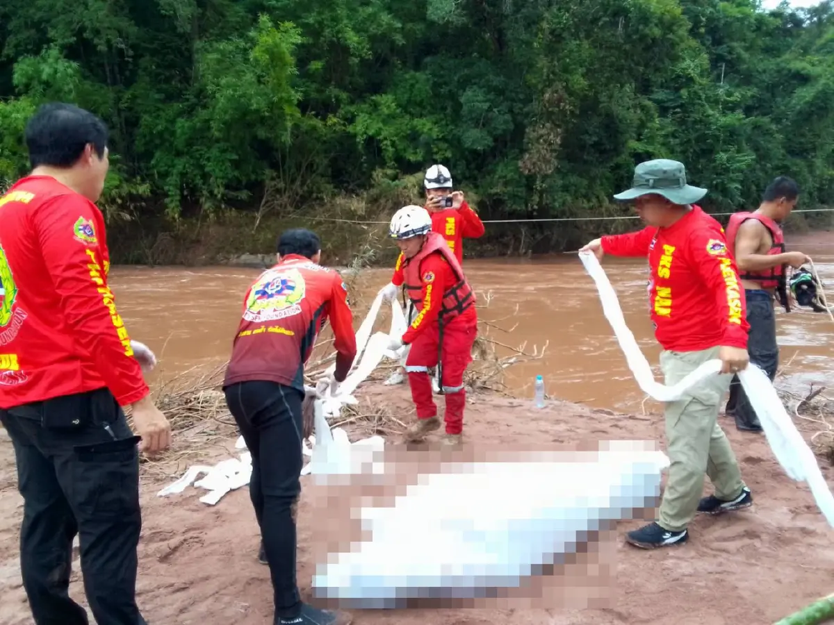 พบแล้ว ร่างนักท่องเที่ยว"ล่องแก่งน้ำว้า"ตกเรือจมหาย โผล่ไปไกล 12 กม.
