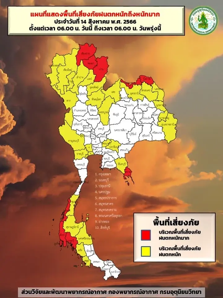 เตือนด่วน! มรสุมกำลังแรง กรมอุตุฯประกาศฉ.6 เปิดพิกัด"ฝนตกหนักถึงหนักมาก"