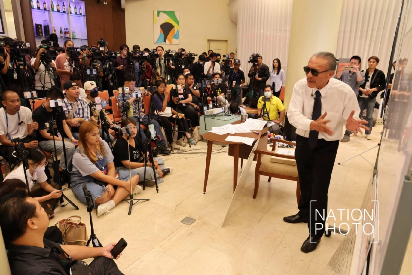 ชูวิทย์ กมลวิศิษฎ์  กับการแถลงข่าว ในหัวข้อ แฉเพื่อชาติ  เมื่อวันที่ 3 สิงหาคม 2566 