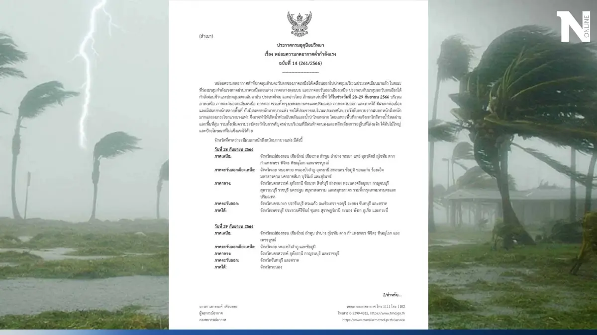 พยากรณ์อากาศวันพรุ่งนี้ เตือน 20 จังหวัด รับมือ "ฝนตกหนักถึงหนักมากบางแห่ง"