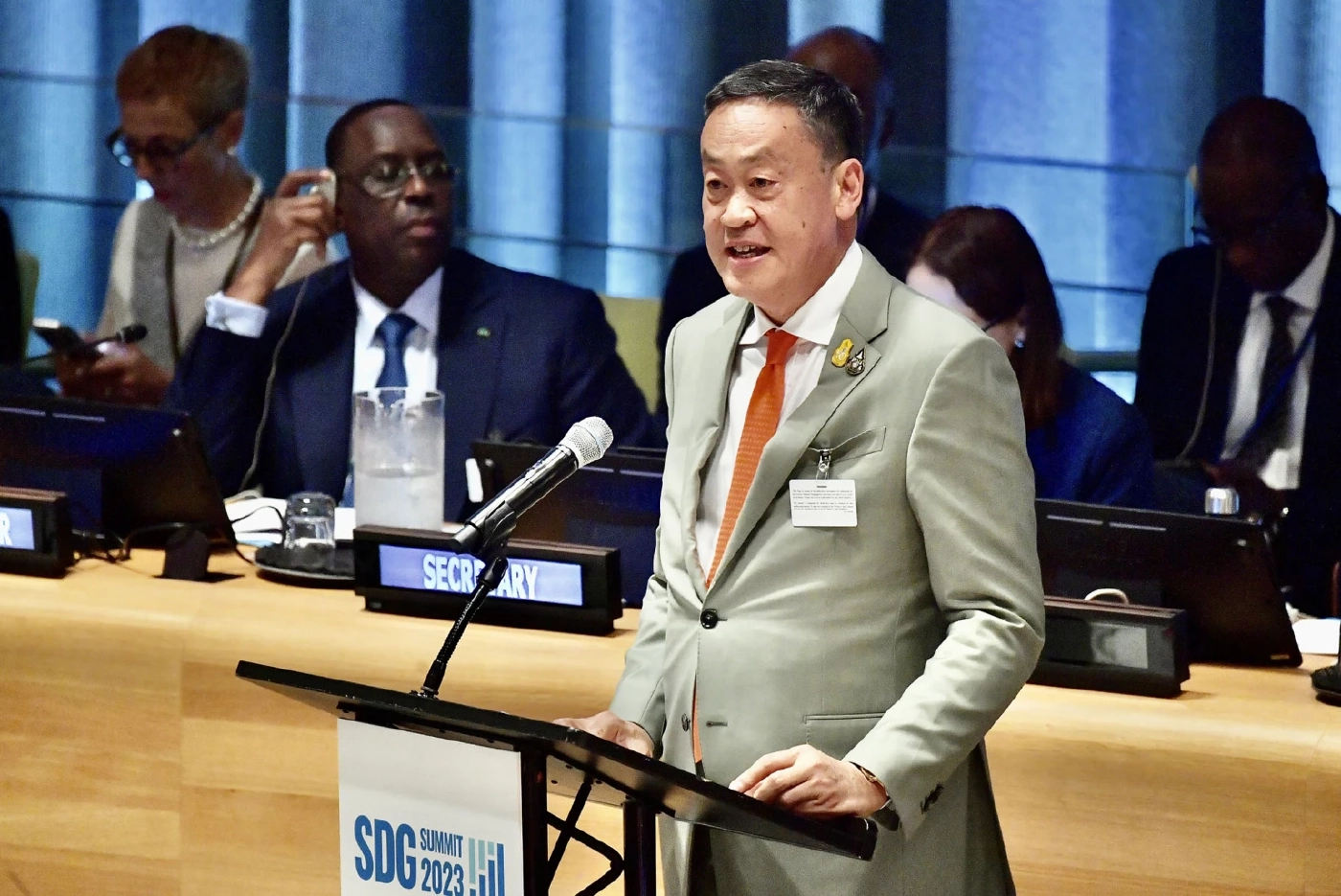 เศรษฐา ทวีสิน นายกรัฐมนตรี  ร่วมการประชุมระดับผู้นำว่าด้วยเป้าหมายการพัฒนาที่ยั่งยืน (SDG Summit)  และขึ้นกล่าวถ้อยแถลงเป็นครั้งแรกบนเวทีระดับนานาชาติ