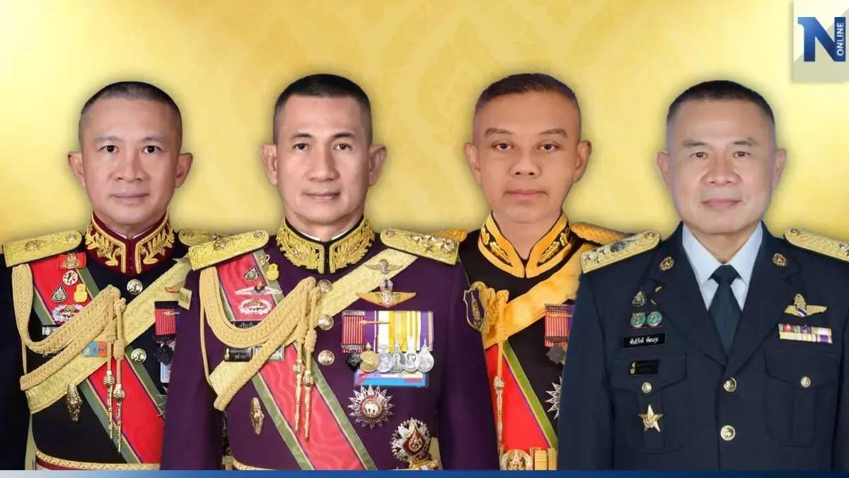 (จากซ้ายไปขวา) พล.อ.ทรงวิทย์, พล.อ.เจริญชัย, พล.ร.อ.อะดุง, พล.อ.อ.พันธ์ุภักดี  