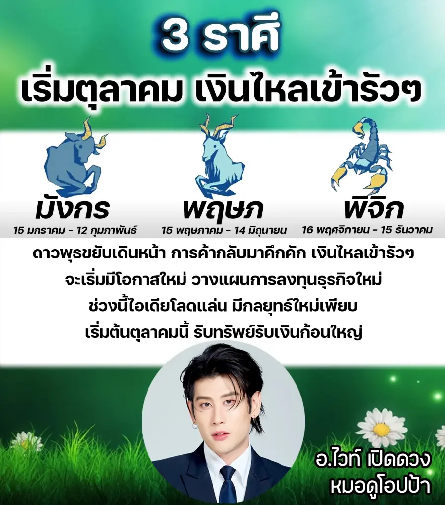 หมอไวท์ ชี้ดวงเต็มๆ 6 ราศีตุลาคมนี้ มีโชคสุดปัง ให้ระวังรายจ่าย(ก็)เยอะนะวิ