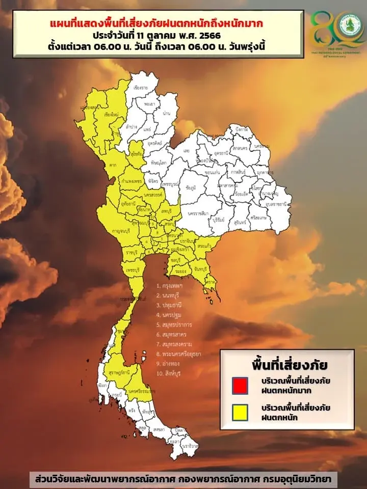 อุตุฯ เตือนฝนถล่ม "เหนือ-กลาง-ตะวันออก-ใต้" ส่วน กทม. ฝนตกร้อยละ 80