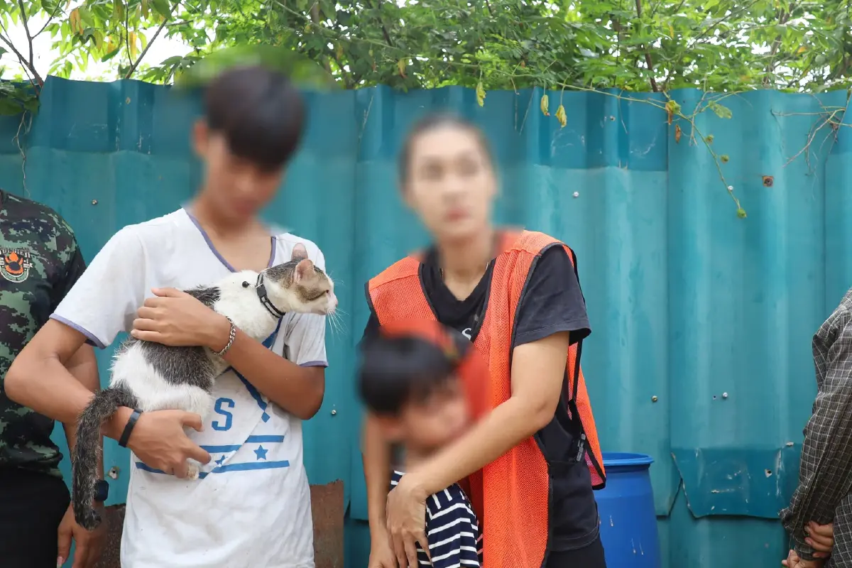 ไฟไหม้บ้านวอด! พี่ชายพาน้อง 5 ขวบ วิ่งหนี ร้องไห้กอดแมวแน่น จนท.ช่วยได้ 3 ตัว