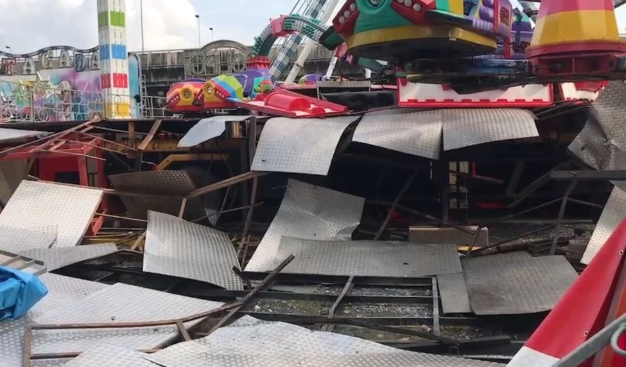 พบเครื่องเล่น "ปลาหมึกยักษ์" เชื่อมที่นั่งแทนนอตยึด จนชำรุดหล่นกระแทกพื้น