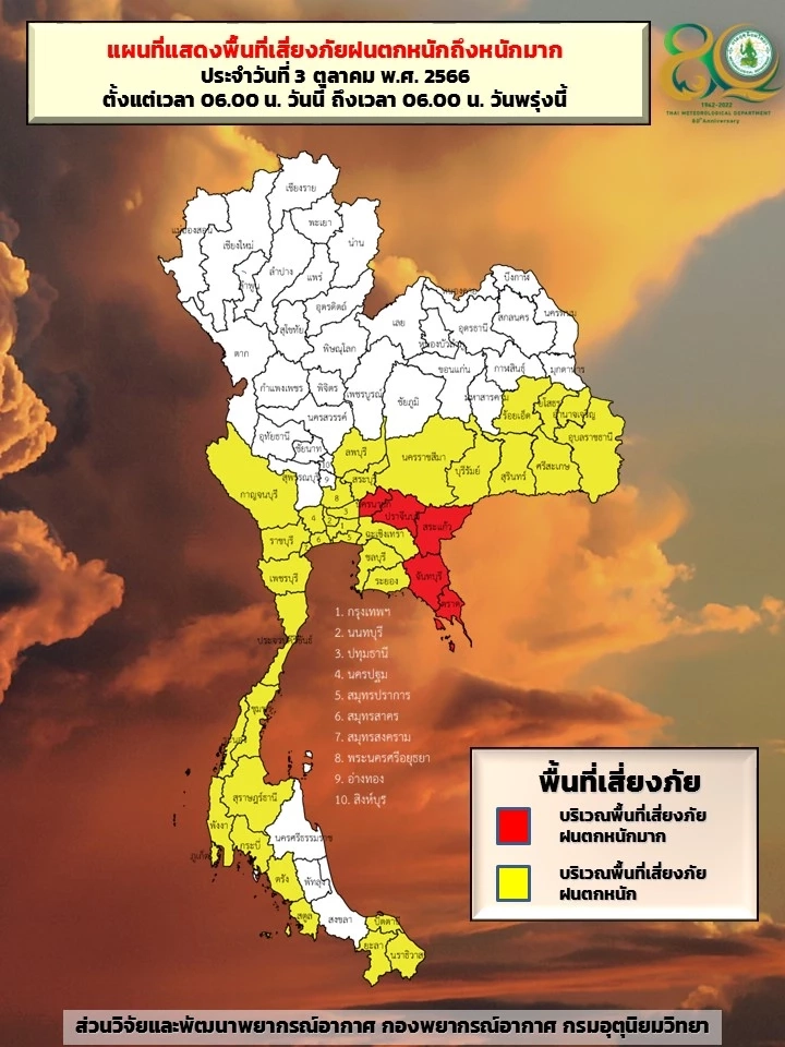 พยากรณ์อากาศวันนี้ กรมอุตุฯชี้ 3 ภาค รับมือ"ฝนตกหนัก" เผยภาพ"ไต้ฝุ่นโคอินุ"