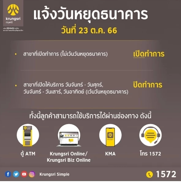 วันหยุดธนาคารช่วงที่เหลือของปีนี้มีวันไหนบ้าง เช็กที่นี่