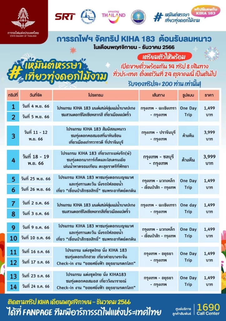 การรถไฟฯ ต้อนรับลมหนาวกับขบวนรถไฟ KIHA 183  กับ 14 ทริป เหมันต์หรรษา