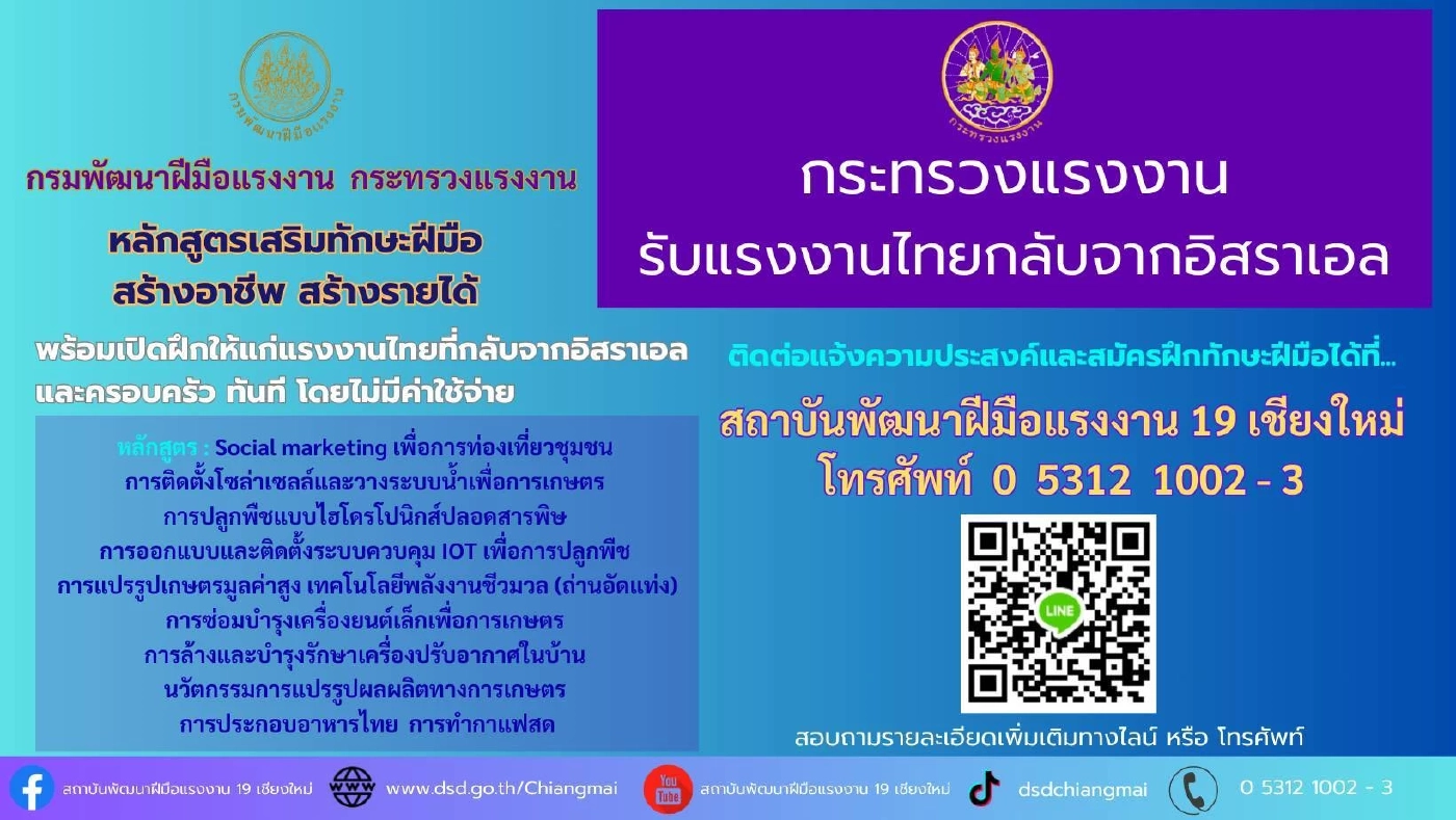 เปิดฝึกอาชีพแรงงานไทยกลับจากอิสราเอล