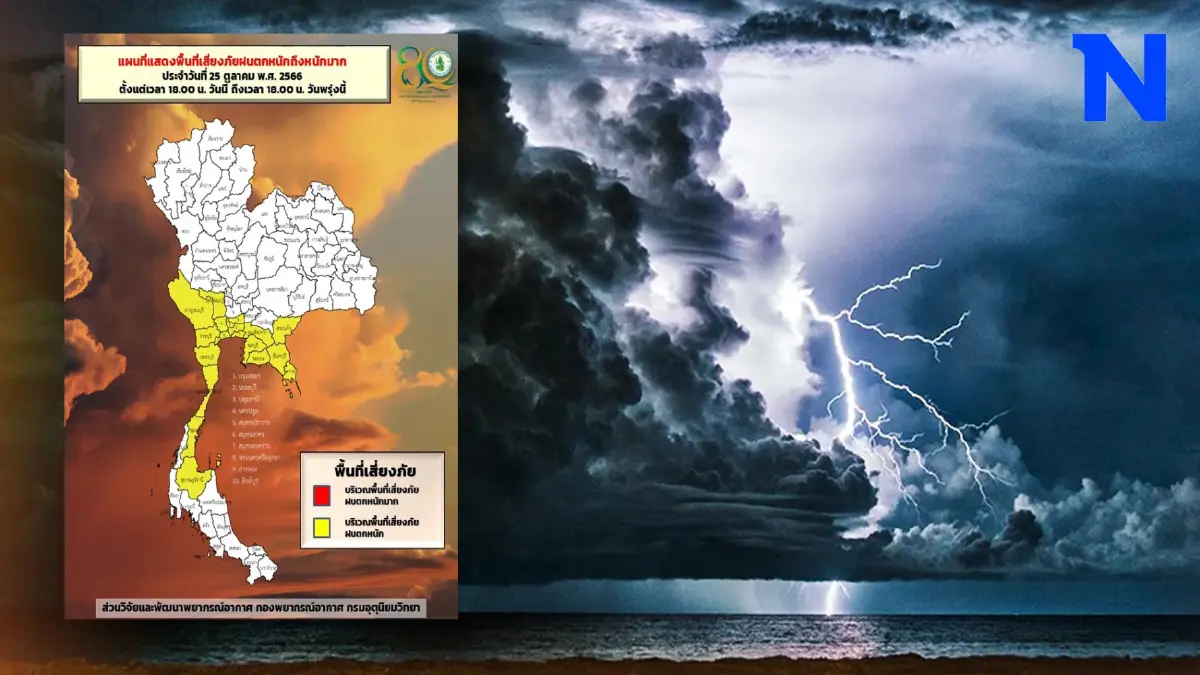 เตือน พรุ่งนี้ 4 ภาคจ่ออ่วม ฝนฟ้าคะนองร้อยละ 60-70 ฝนตกหนัก เช็กพิกัดเสี่ยงด่วน