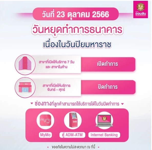 วันหยุดธนาคารช่วงที่เหลือของปีนี้มีวันไหนบ้าง เช็กที่นี่