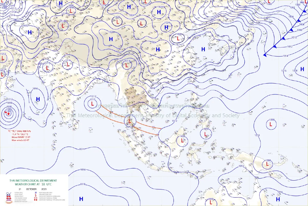 อุตุฯ เตือนภาคใต้ทั้งสองฝั่งฝนตกหนัก ขณะที่ กทม. และปริมณฑลมีฝนร้อยละ 60