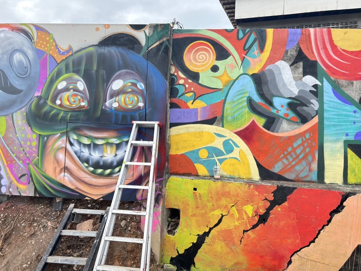 ปลื้มอาจารย์ เฉลิมชัย ตามตัว พ่นสี Street Art บนกำแพงลานจอดรถ วัดร่องขุ่น