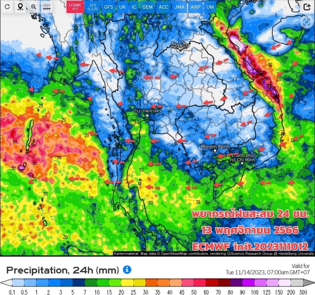 กรมอุตุฯ เตือน ฝนฟ้าคะนองทั่วไทย ภาคใต้อ่วมหนัก ร้อยละ 60–80 และมีฝนตกหนัก  