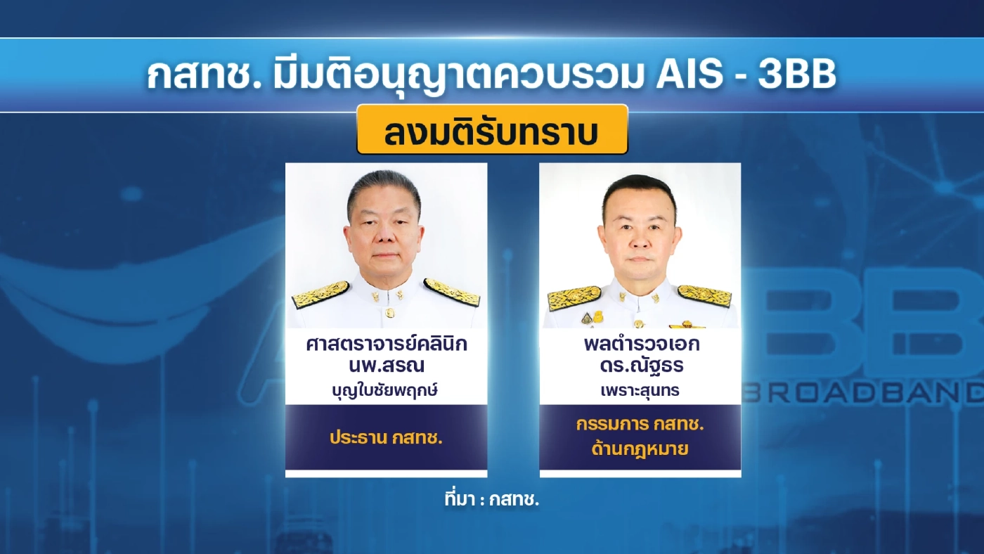 บอร์ด กสทช.ถก 6 ชั่วโมง เคาะ AIS 'ควบรวม' 3BB