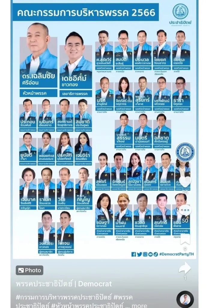 หัวหน้าและกรรมการบริหารพรรคประชาธิปัตย์ชุดใหม่