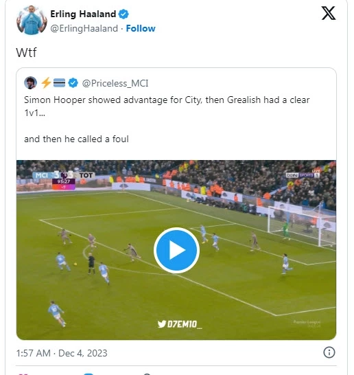 เออร์ลิ่ง ฮาลันด์ เดือดหลังเกม