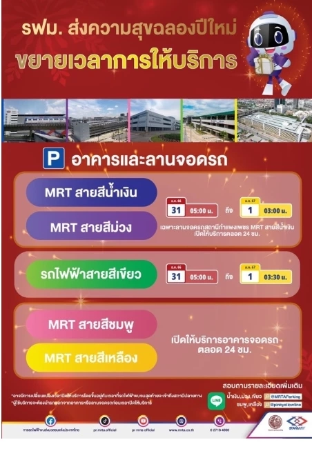 เช็กเลย !  รถไฟฟ้าบีทีเอส-MRT "คืนเคาท์ดาวน์" วิ่งถึงกี่โมง