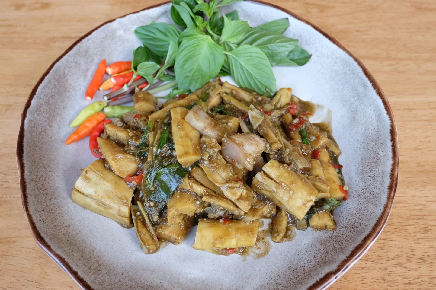 หมกหน่อไม้ชัยภูมิหมูสามชั้นคั่ว