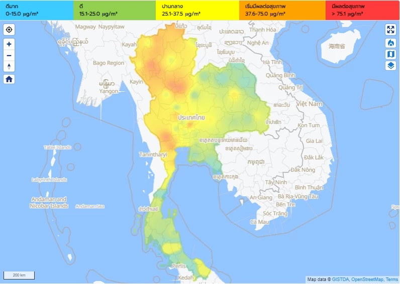 PM2.5 ลุกลามหลายพื้นที่ 3 จังหวัดคุณภาพอากาศสีแดง เช็กเลยพื้นที่ใดบ้าง