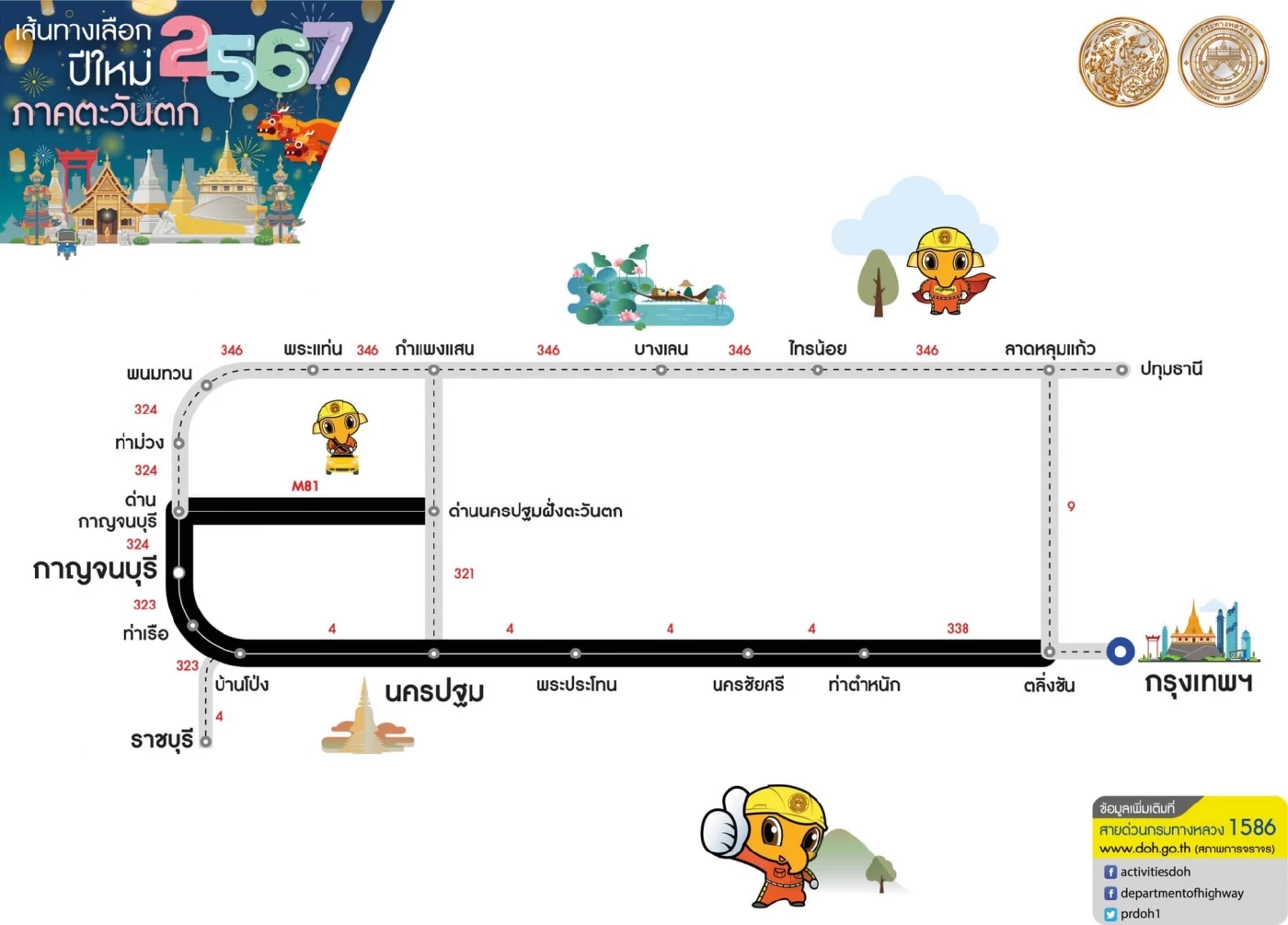 เส้นทางเลี่ยงรถติด กลับบ้าน ภาคตะวันตก เทศกาลปีใหม่ 2567 