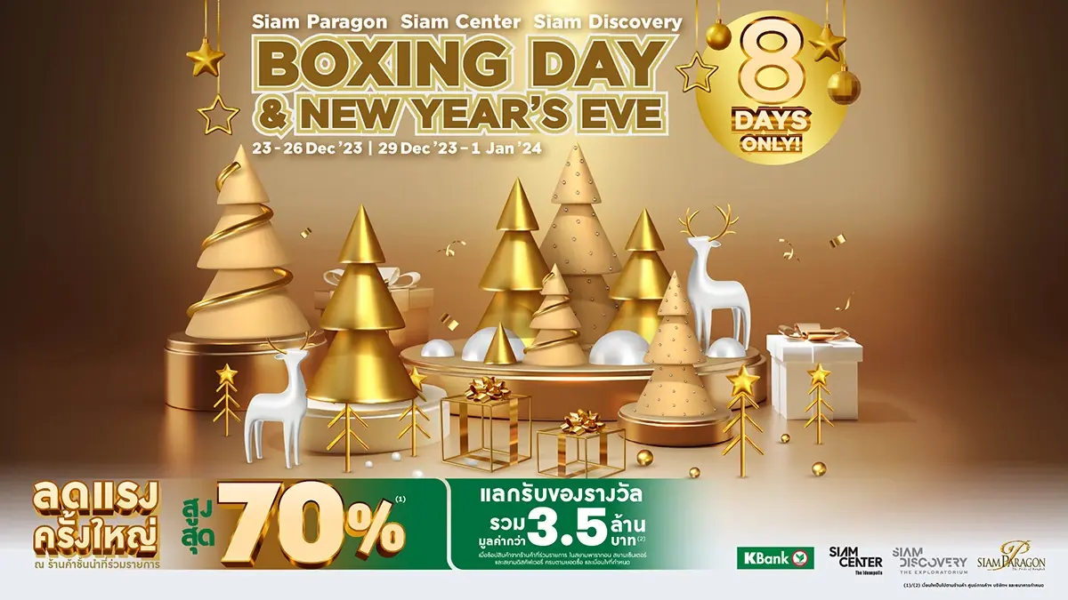 เทศกาล Boxing Day ระหว่างวันที่ 23 ธ.ค.66 - 26 ธ.ค.66 และ New Year’s Eve ระหว่างวันที่ 29 ธ.ค.66 - 1 ม.ค.67 