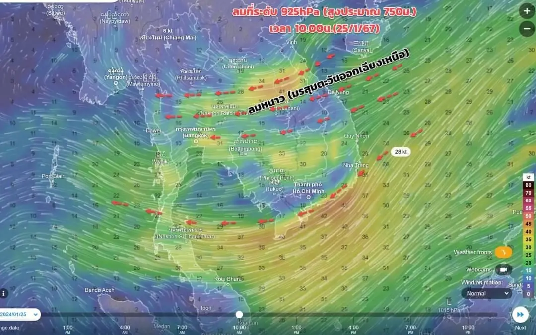 อุตุฯ เตือนไทยยังมีอากาศหนาวและฝนฟ้าคะนอง ส่วนภาคใต้ฝนตกหนัก-คลื่นแรง