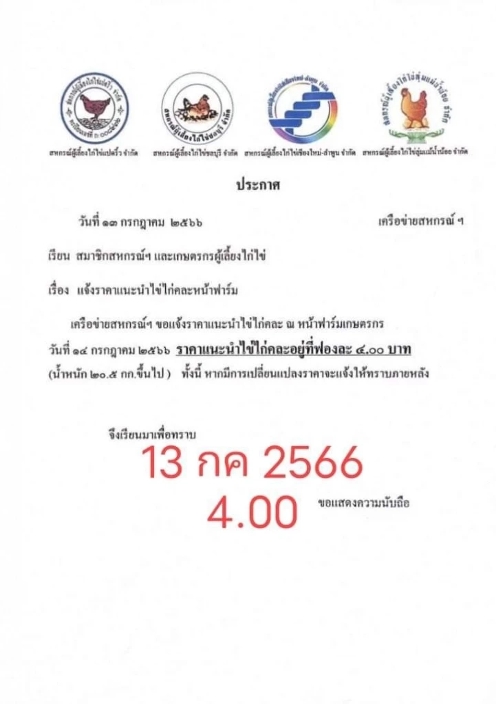 ไข่ไก่ดรามา สมาคมผู้เลี้ยงฯ ประกาศราคาแนะนำใหม่ ชาวบ้านงง สรุปขึ้นหรือลง
