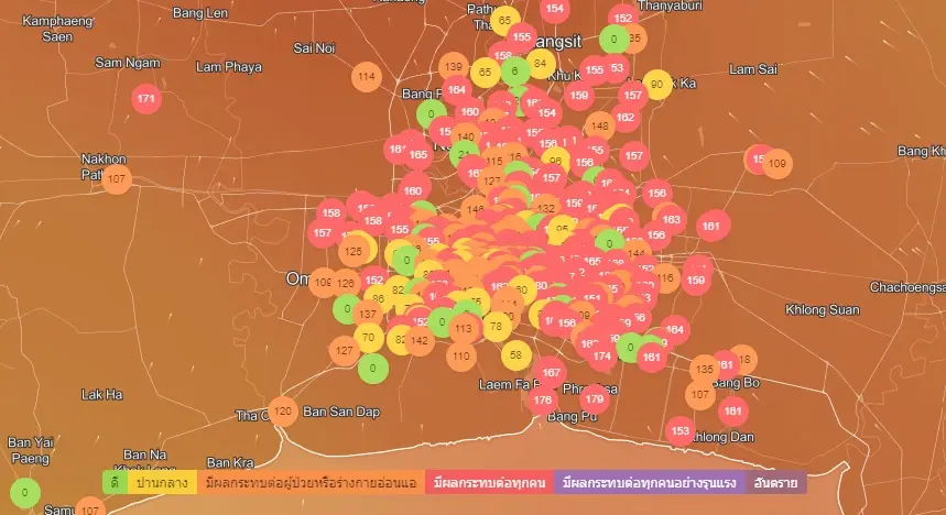 ฝนตกก็ไม่ช่วยอะไรเลย กทม. ยังจมฝุ่นพิษ PM2.5 พุ่งอันดับ 14 ของโลก