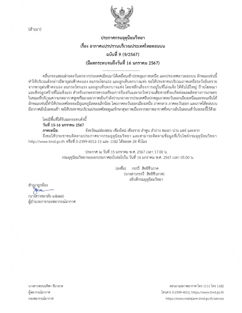 ด่วน! อุตุฯ ประกาศเตือนพรุ่งนี้ 19 จังหวัด ฝนถล่ม ลมกระโชกแรง ลูกเห็บตก
