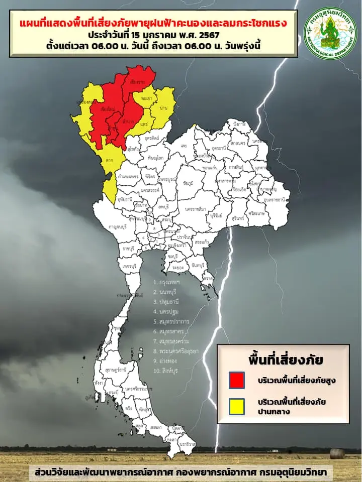กรมอุตุฯ ประกาศ "อากาศแปรปรวน" ต่อเนื่อง มีฝนฟ้าคะนอง ลมกระโชกแรง ลูกเห็บตก