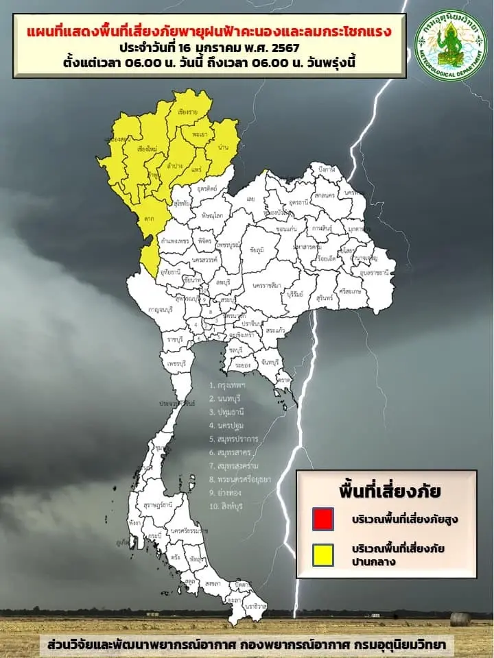 พื้นที่เสี่ยง ฝนตกหนักถึงหนักมาก