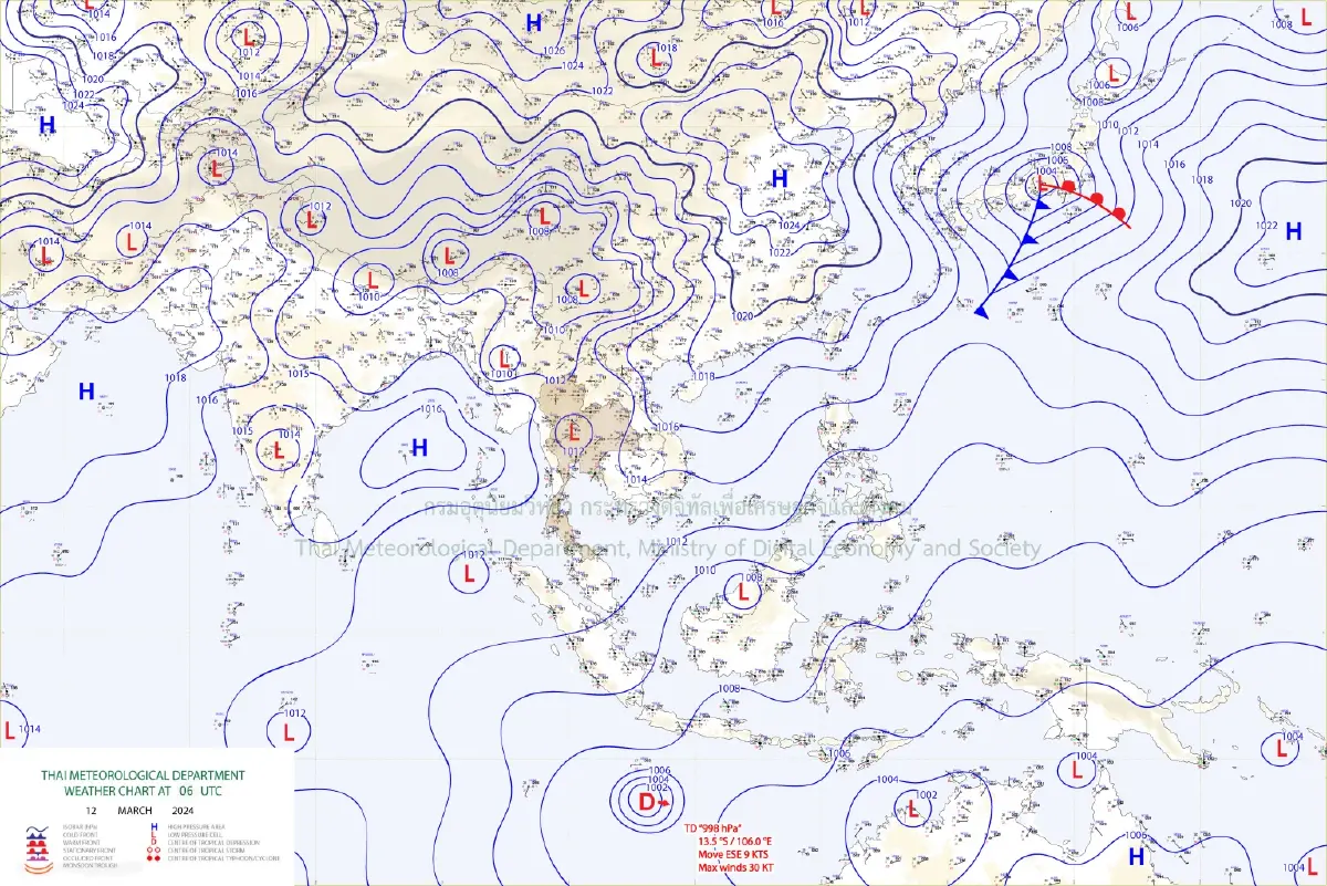 อุตุฯ เตือน 38 จังหวัด ฝนฟ้าคะนองพรุ่งนี้ กทม. - ปริมณฑล มีฝนร้อยละ 30