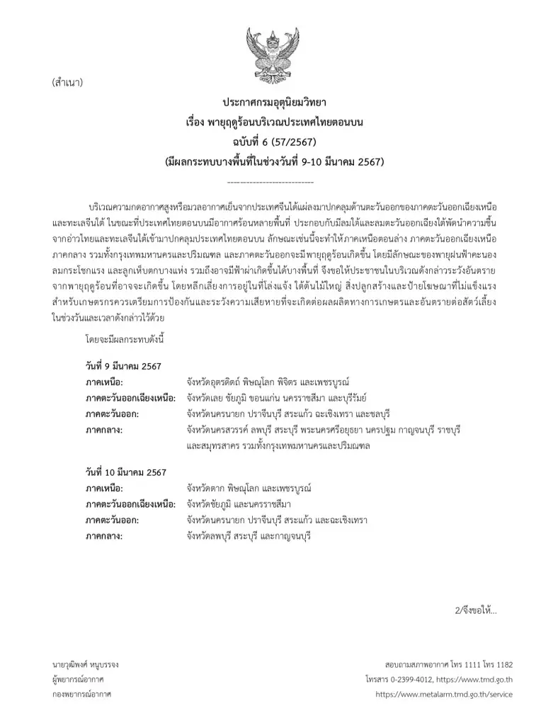 ปะกาศฉบับ 6 กรมอุตุฯ เตือนฝนถล่มวันหยุด 22 จังหวัด กทม.โดนด้วย