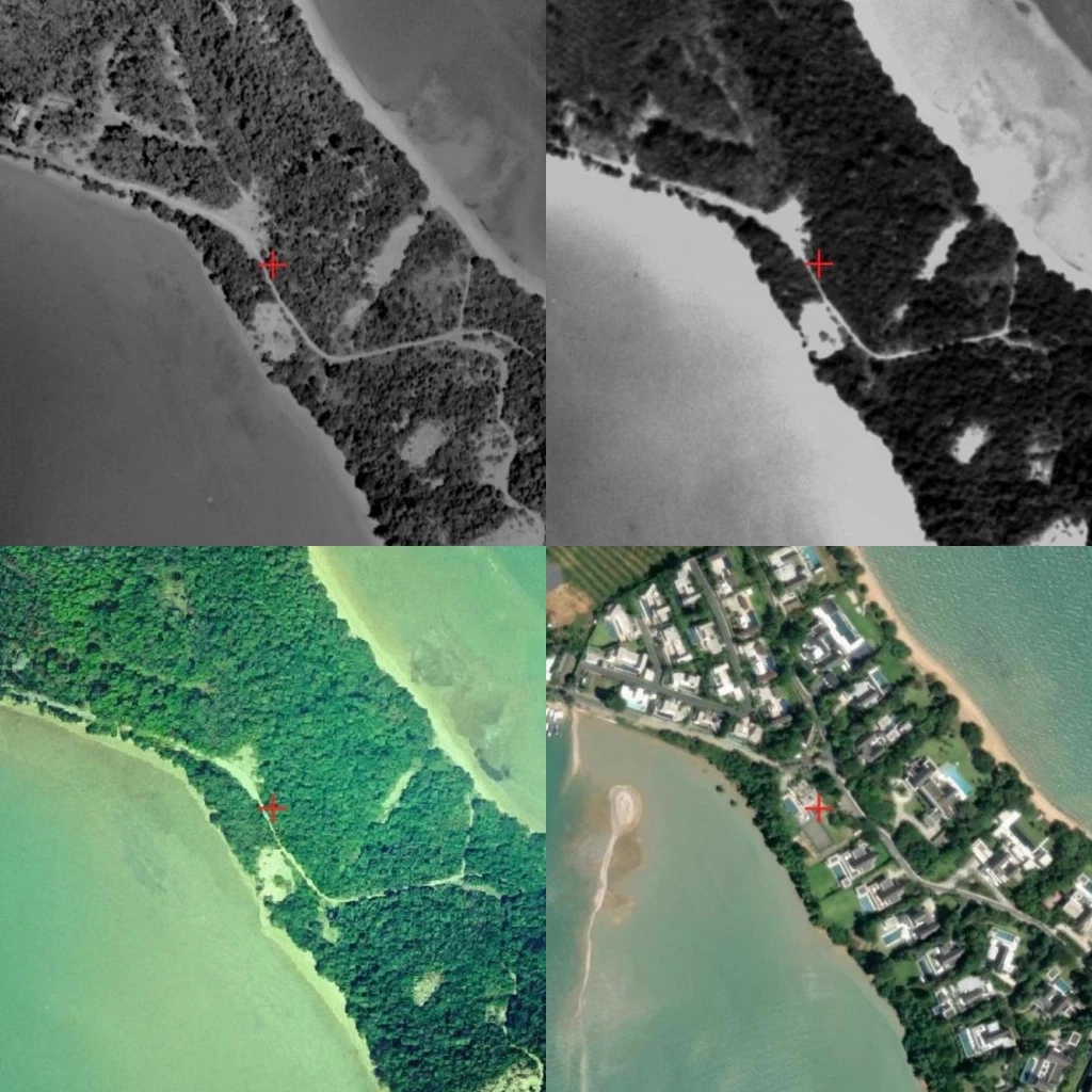 ภาพเปรียบเทียบสภาพแหลมยามูในอดีต