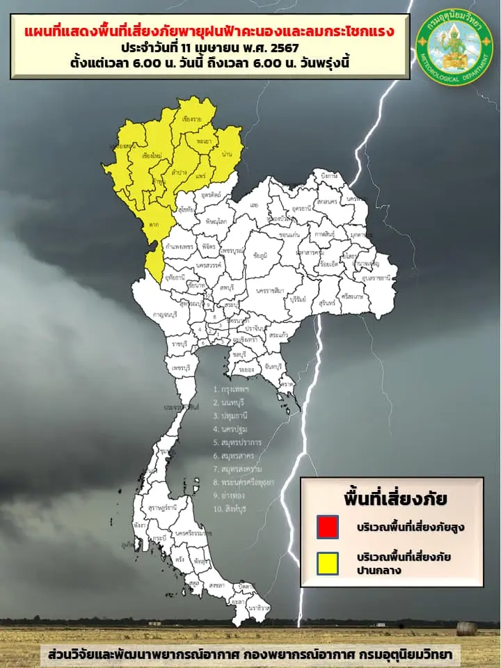 อุตุฯ เตือนฉบับ 10 พายุฤดูร้อนถล่มเหนือ ส่วนพรุ่งนี้ทั่วไทยร้อนถึงร้อนจัด