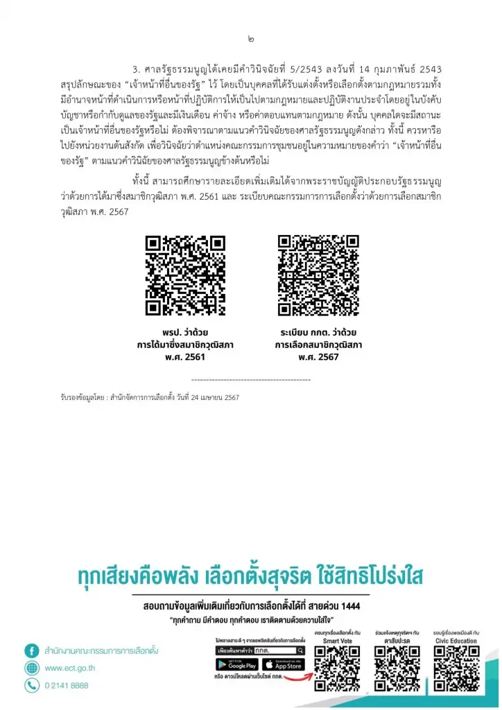 กกต.แจง 3 ประเด็นคุณสมบัติใครต้องห้ามลงสมัครรับเลือกวุฒิสภา