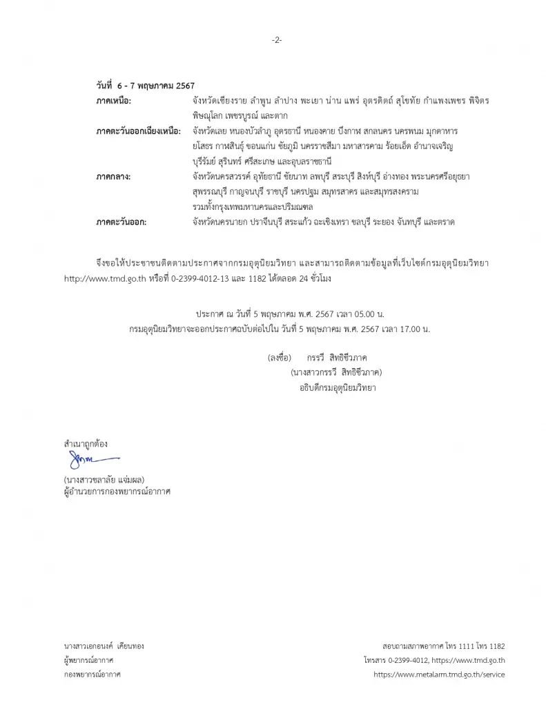 อุตุฯ เตือนฉบับที่ 9 "พายุฤดูร้อน" ถล่ม 54 จังหวัด รวมถึง กทม. - ปริมณฑล