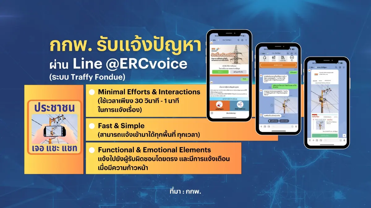 กกพ. เปิดไลน์แอด ERCvoice เพิ่มช่องทางร้องเรียนให้ผู้ใช้ไฟ