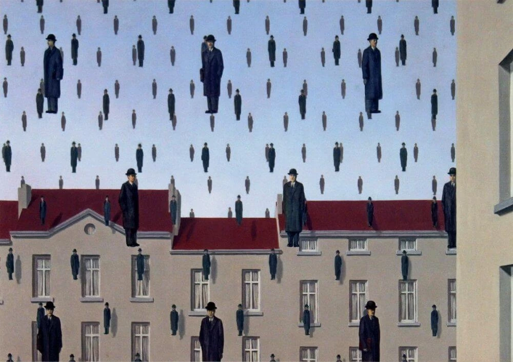 Golconda (1953). ภาพจาก www.renemagritte.org