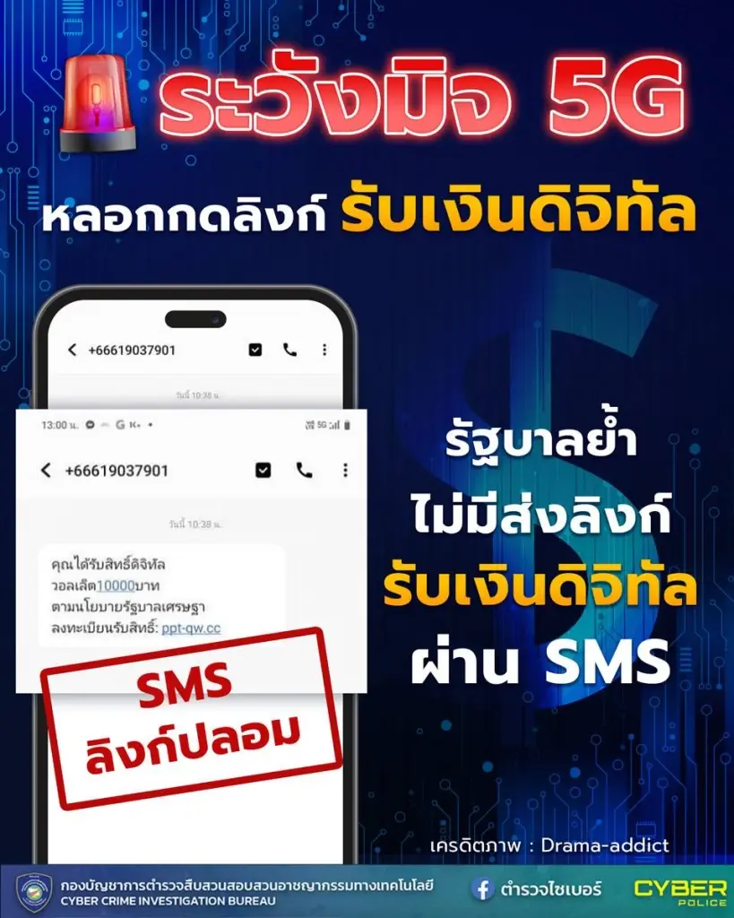 ตร.ไซเบอร์ เตือนระวังมิจฉาชีพ หลอกกดลิ้งก์ รับเงินดิจิทัล