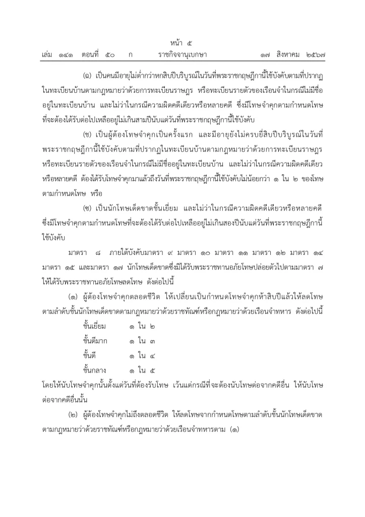 พระบรมราชโองการโปรดเกล้าฯ พระราชทานอภัยโทษ โอกาสเฉลิมพระชนมพรรษา