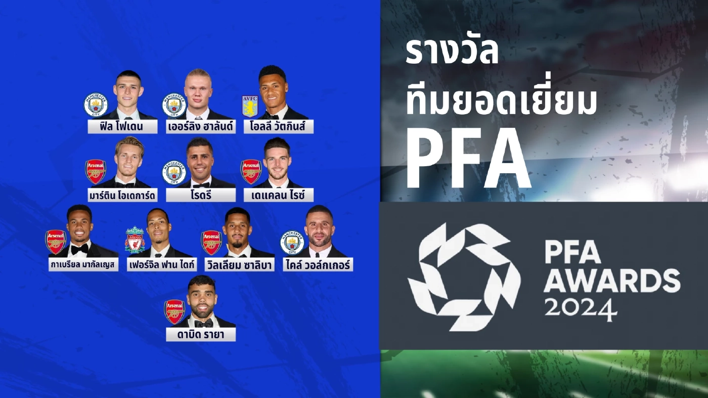 สรุปรางวัลแห่งปี PFA “โฟเด้น” คว้าแข้งยอดเยี่ยม “พาลเมอร์” ซิวดาวรุ่ง