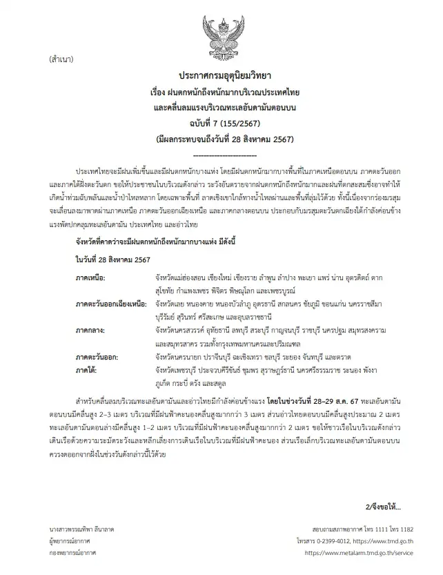 อุตุฯ ประกาศฉบับสุดท้าย "ฝนตกหนักถึงหนักมาก" จังหวัดไหนเสี่ยงฝนถล่ม เช็กได้เลย