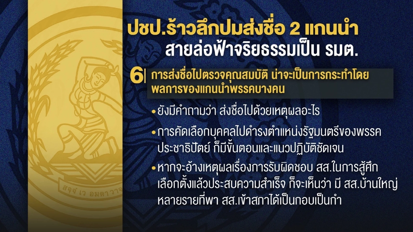 ปชป.ร้าวลึก ปมส่งชื่อ 2 แกนนำเป็น รมต. กับกระแสข่าวก้มกราบผู้มีอำนาจตัวจริง