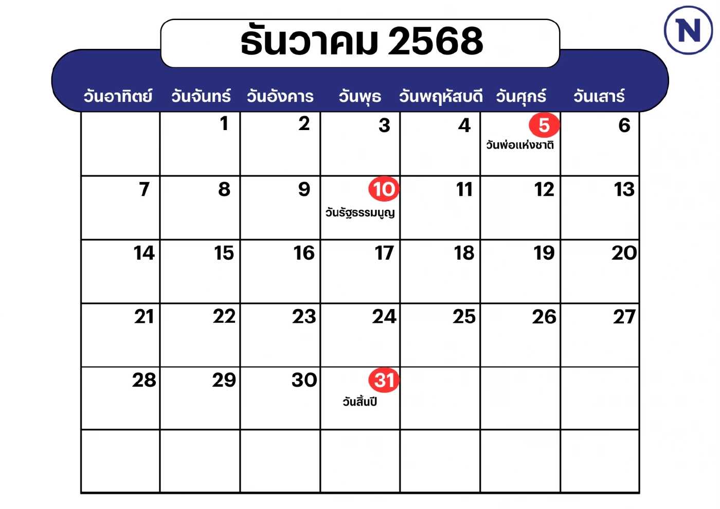 ปักหมุด! วันหยุดยาวตามปฏิทินปี 2568 เตรียมวางแผนรอเลย