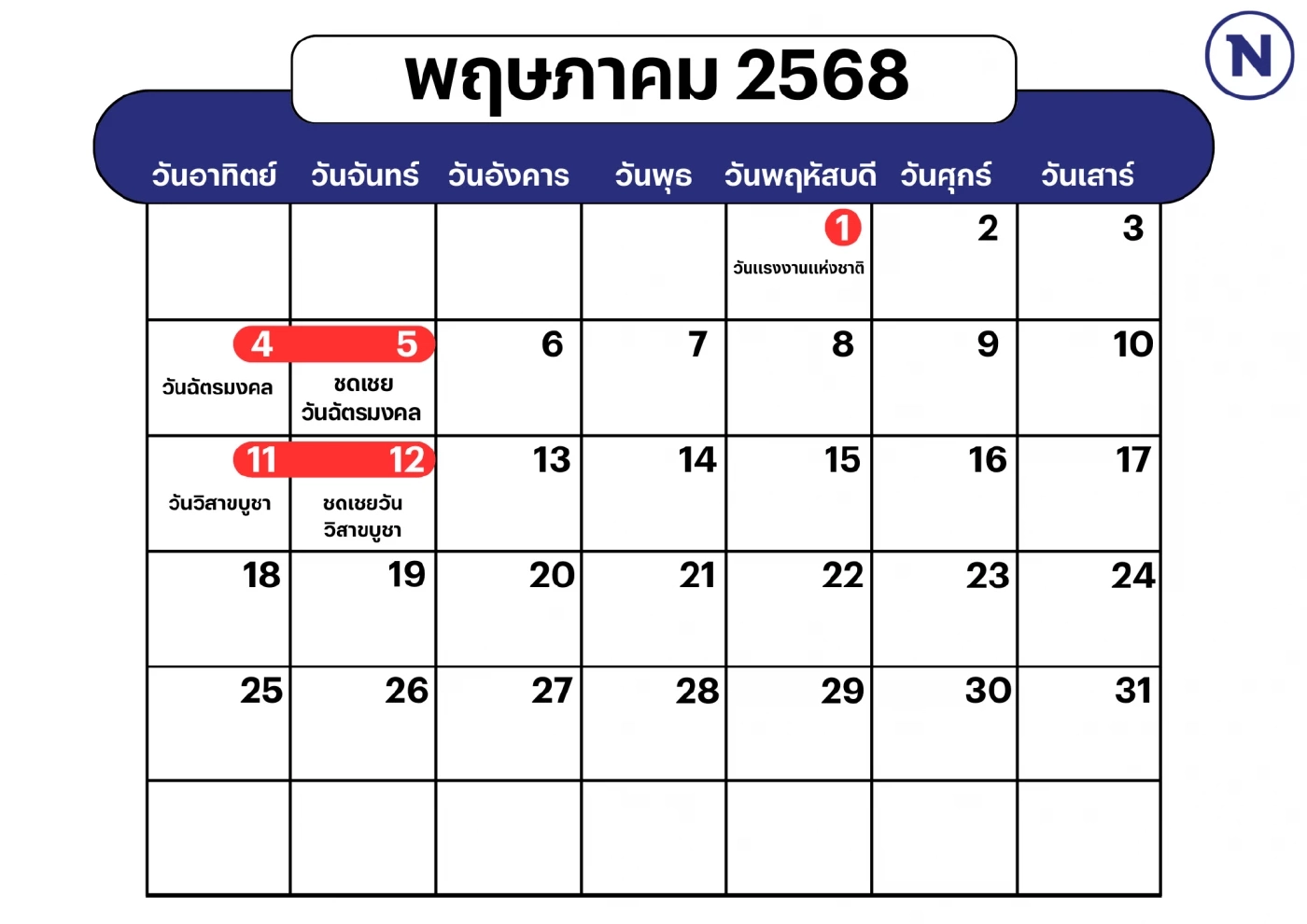 ปักหมุด! วันหยุดยาวตามปฏิทินปี 2568 เตรียมวางแผนรอเลย