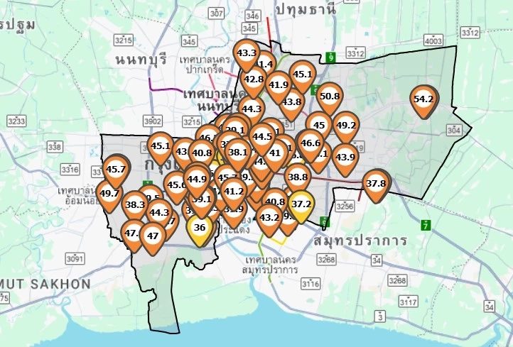 เปิด 12 เขต ค่าฝุ่นPM2.5 สูงสุดในกรุงเทพฯ