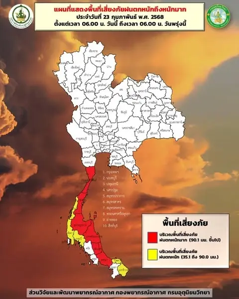 ด่วน! กรมอุตุฯ ออกฉบับที่ 7 เตือน "อากาศแปรปรวน-ใต้ฝนตกหนัก"